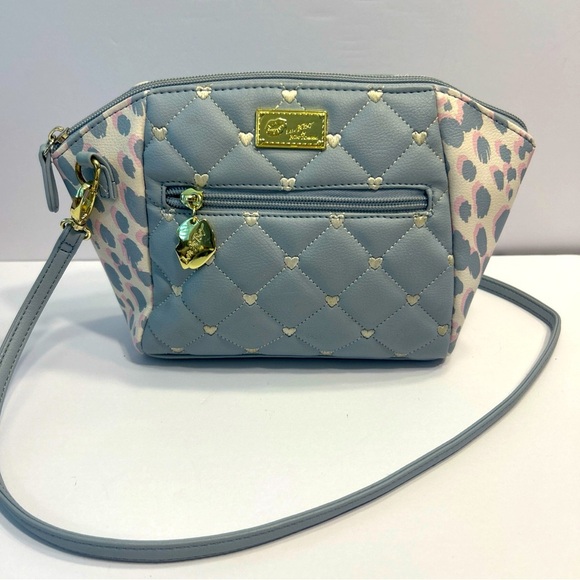 Betsey Johnson Handbags - Luv Betsey - Betsey Johnson Blue, White & Pink heart Accent Crossbody Bag